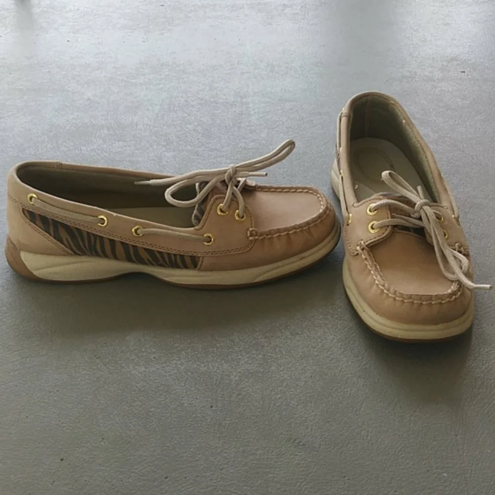 Sperry Neutral Zebra Print Top Siders Size 8